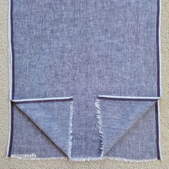 Aqua Accessories - Aqua Wool Scarf With Ribbon Binding Navy Lightweight